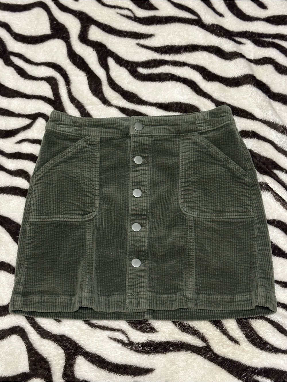 wild fable Olive Green Corduroy Button-Front Mini Skirt